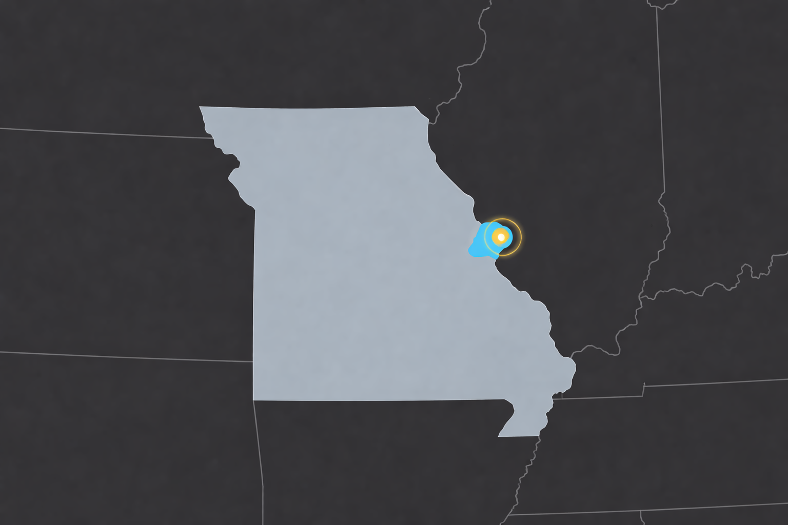 Service area map highlighting St. Louis, Missouri